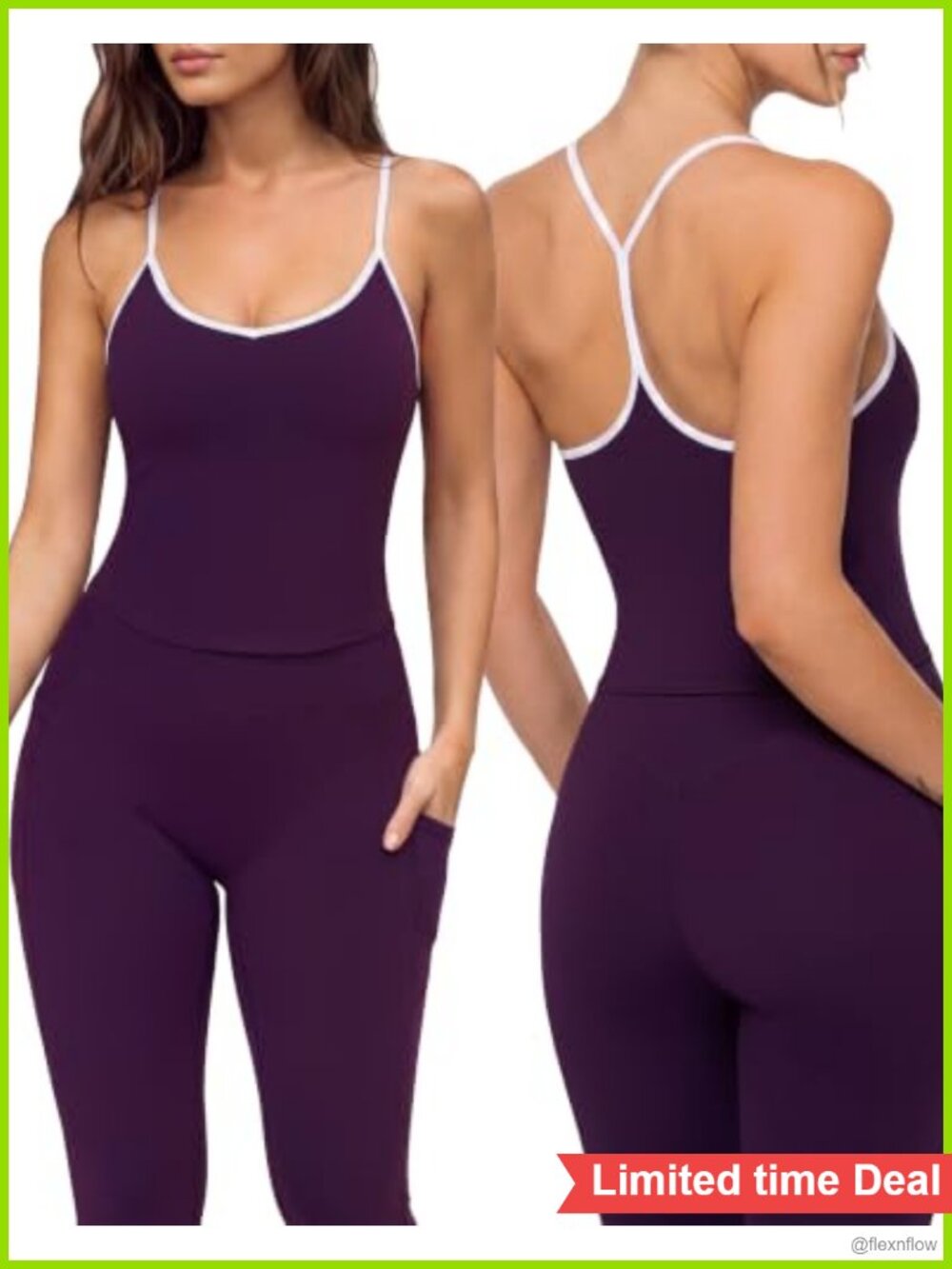 Two Piece Workout Set Sports Bra High Waisted Leggings Padded Scrunch